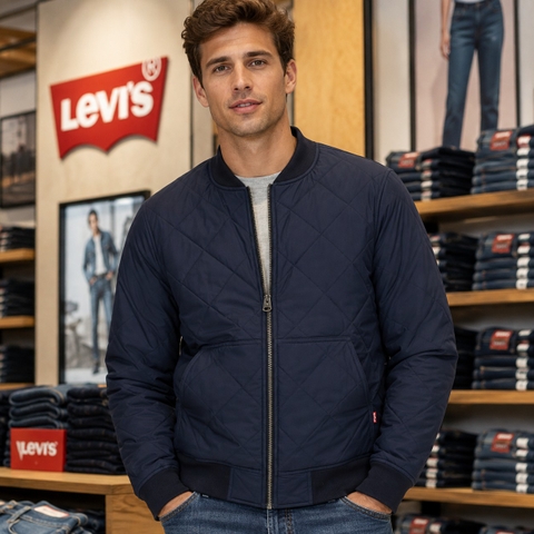 Áo Khoác Levi's Nam Chính Hãng - Men’s Diamond Quilted Bomber Jacket - Màu Navy | JapanSport LM4RP488   NVY