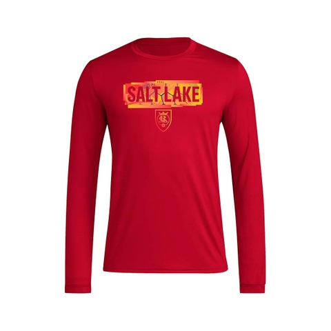 Áo Phông Adidas Nam Chính Hãng - Real Salt Lake Long Sleeve Pre-Game T-Shirt - Màu đỏ | JapanSport IP1033
