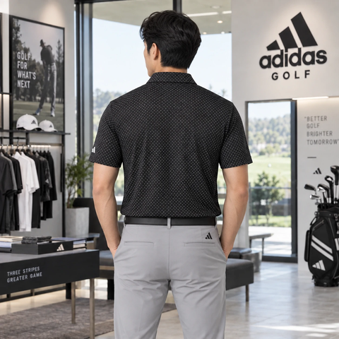 Áo Polo Golf Adidas Nam Chính Hãng - ULTIMATE365+ MICRO PRINT - Màu đen | JapanSport KB3726