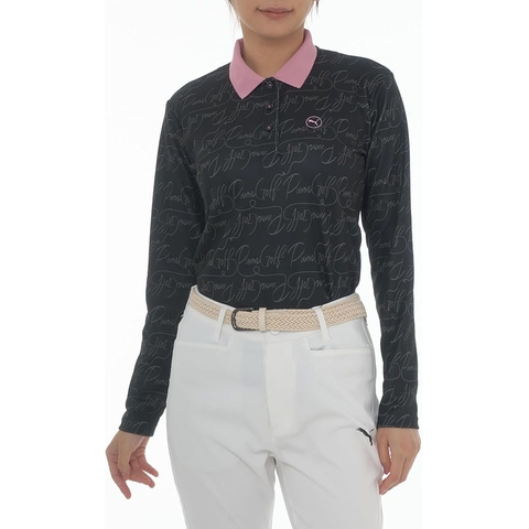 Áo Polo Puma Nữ Chính Hãng -W Stretch Pique AOP - Màu đen | JapanSport 630586-01