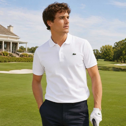 Áo Polo Lacoste Nam Chính hãng - Regular Fit UV Protect Golf Polo - Màu trắng | JapanSport DH3201-51-001