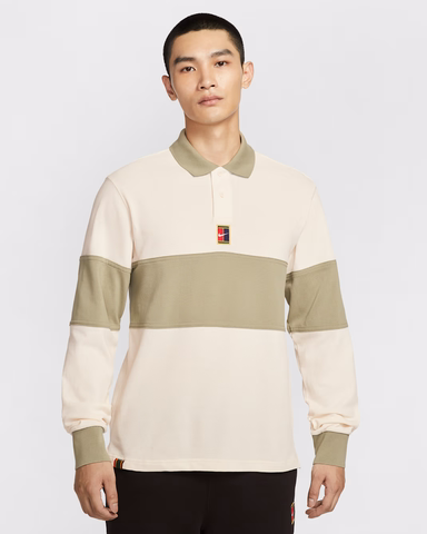 Áo Polo Nike Nam Chính Hãng - Heritage Tennis Long-Sleeve Polo - Màu be | JapanSport HQ1749-110