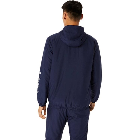 Áo Khoác Asics Chính Hãng - Asics Hex Graphic Padded Windbreaker Hoodie - Navy | JapanSport 2031E238-402