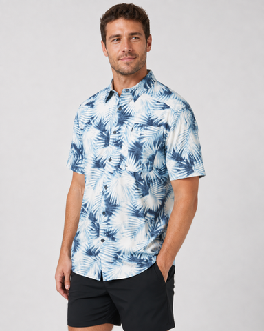 Áo Sơ mi Nam Under Armour Chính hãng - Dockside Short Sleeve - Màu Xanh/Trắng | JapanSport 1376577-279