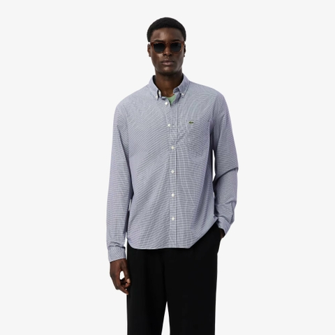 Áo Sơ Mi Lacoste Chính Hãng - Gingham Poplin - Màu Ghi | JapanSport CH5621-51-522