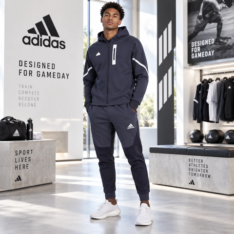 Bộ thể thao nam Adidas Chính Hãng - DESIGNED FOR GAMEDAY- Xanh/Đen | JapanSport IC8046 HE5039