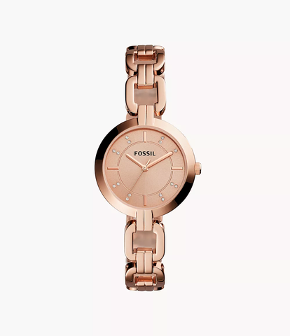 Đồng hồ Nữ Fossil Chính hãng - Kerrigan 32mm Rose Gold – Máy Quartz, Dây Thép Đính Đá | JapanSport BQ3206