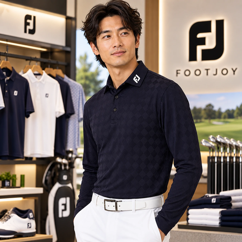 Áo dài tay FOOTJOY Chính Hãng - FootJoy Men’s Floral Print Long-Sleeve Golf Shirt - Màu Navy | JapanSport 38540 FJ-F25-S07