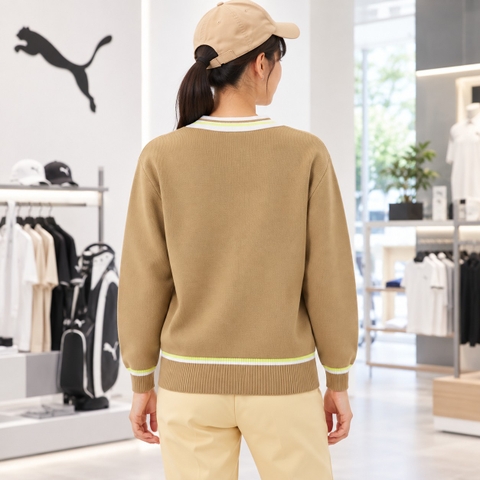 Áo Dài Tay Puma Nữ Chính Hãng -  W P Tilden Knit Sweater - Màu Nâu | JapanSport 627698-02