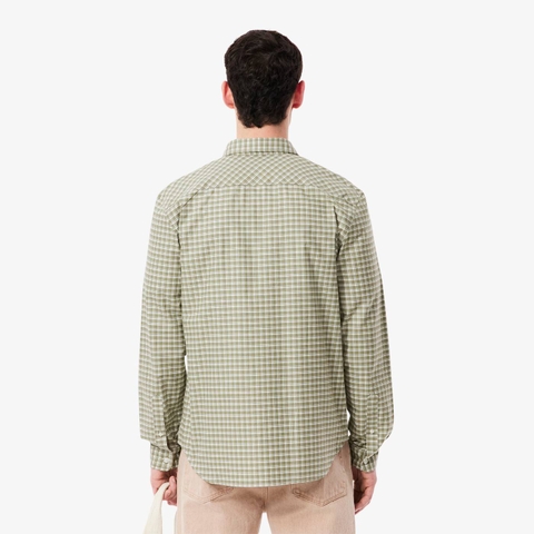 Áo Sơ Mi Lacoste Chính Hãng - Regular Fit Stretch Plaid Shirt - Màu Green | JapanSport CH1343-51-CI8
