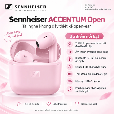 Tai nghe Sennheiser chính hãng - ACCENTUM OPEN - Màu hồng | JapanSport