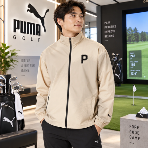 Áo Khoác Puma Chính Hãng - P Stretch Taffeta Graphic Zip Jacket - Màu Be | JapanSport 627572-02