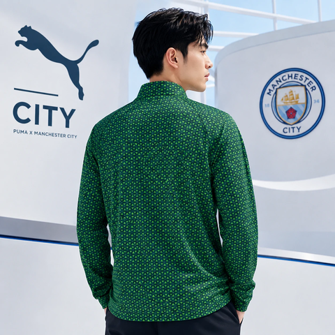Áo Dài Tay Puma Chính Hãng - Manchester City Puma Warm Up 1/4 Zip Top - Green | JapanSport 782170 13