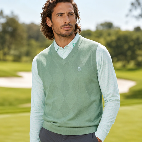 Áo Vest FOOTJOY Chính Hãng - Áo gile len golf nam cổ tròn - Màu Xanh Băng | JapanSport 38556 FJ-F25-M07