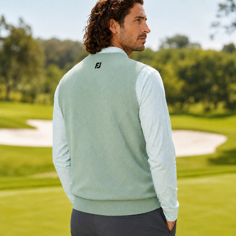 Áo Vest FOOTJOY Chính Hãng - Áo gile len golf nam cổ tròn - Màu Xanh Băng | JapanSport 38556 FJ-F25-M07