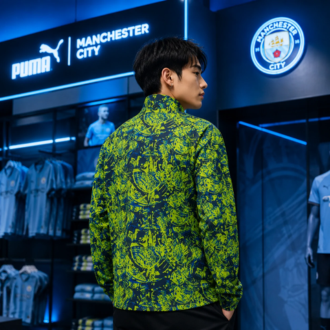 Áo Dài Tay Puma Chính Hãng - Manchester City FC 2025/26 Pre-Match Quarter-Zip Top - Màu Xanh | JapanSport 782170-12