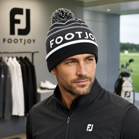 Mũ Len FootJoy Chính Hãng - FJ Striped Pom Pom Beanie - Màu Xám | JapanSport 36236