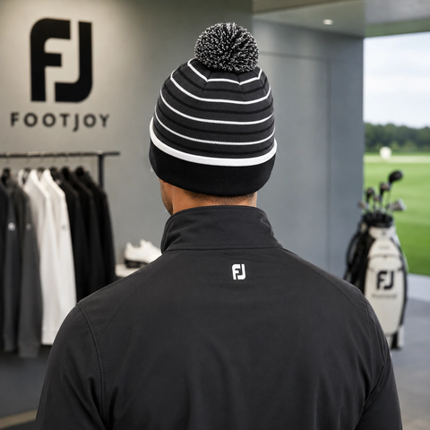 Mũ Len FootJoy Chính Hãng - FJ Striped Pom Pom Beanie - Màu Xám | JapanSport 36236