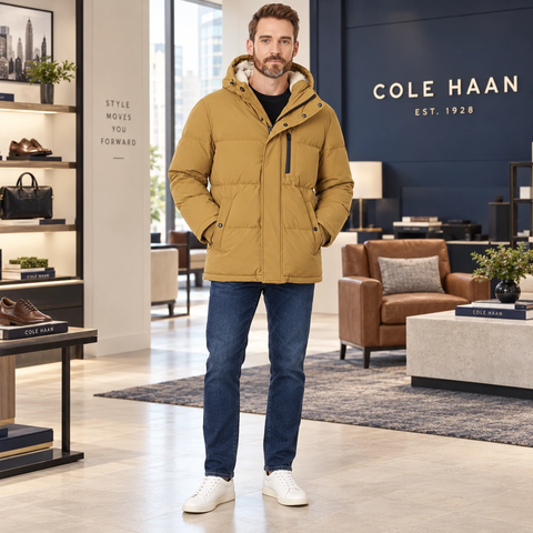 Áo Khoác Cole Haan Nam Chính Hãng - Essential Sherpa Lined Puffer Jacket - Màu Khaki | JapanSport 532SD840-KHK