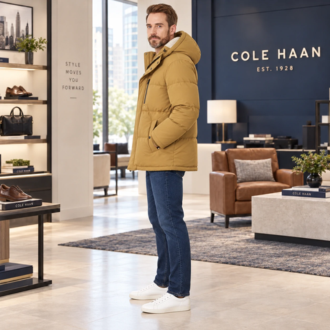 Áo Khoác Cole Haan Nam Chính Hãng - Essential Sherpa Lined Puffer Jacket - Màu Khaki | JapanSport 532SD840-KHK