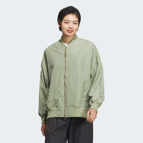Áo Khoác Adidas Nữ Chính Hãng - College Loose Fit Bomber Jacket - Xanh | JapanSport JG3789