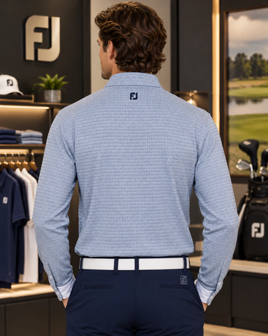 Áo Polo FOOTJOY Chính Hãng - Tee Print Brushed Long Sleeve Shirt - Màu Xanh | JapanSport 38546 FJ-F25-S15
