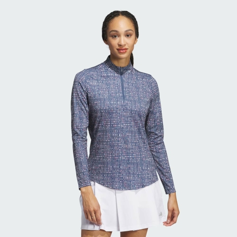 Áo Khoác Adidas Nữ Chính Hãng - Ultimate365 Printed Quarter Zip Mock - Màu Xanh | JapanSport  IX1406