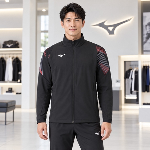 Áo Khoác Mizuno Chính Hãng - Move Cross Jacket - Màu Đen/Đỏ | JapanSport 62JC0011-09