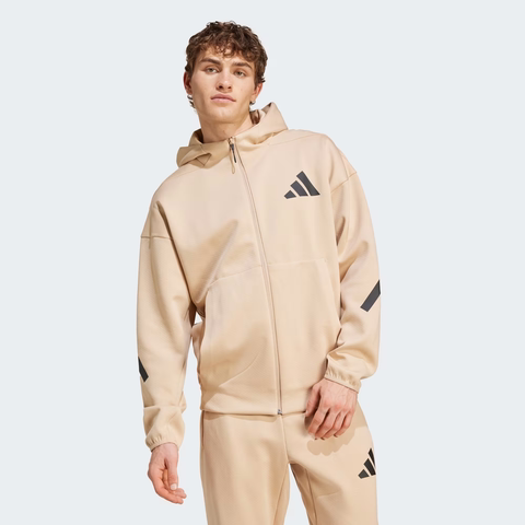 Áo Khoác Adidas Nam Chính Hãng - ZNE Track Jacket with Hood and Full-Body Zip Closure  - Màu Be | JapanSport JF2445