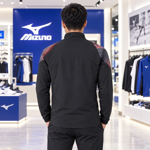 Áo Khoác Mizuno Chính Hãng - Move Cross Jacket - Màu Đen/Đỏ | JapanSport 62JC0011-09