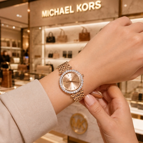 Đồng hồ Michael Kors Nữ Chính hãng - Darci Pavé Rose Gold-Tone - Màu Vàng Hồng | JapanSport MK4514