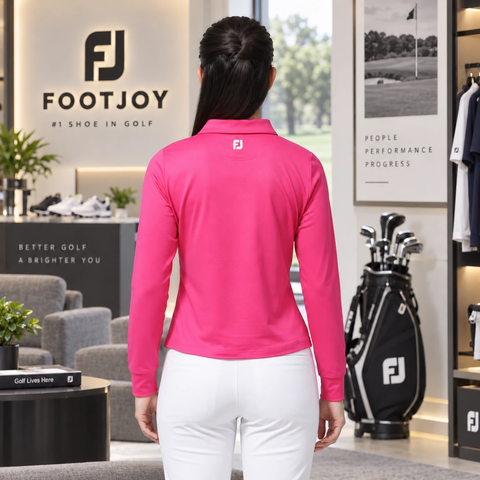 Áo Dài Tay nữ FOOTJOY Chính Hãng - Rib Knit Stretch Long Sleeve Golf - Màu Hồng | JapanSport 81171 FJW-F23-S03