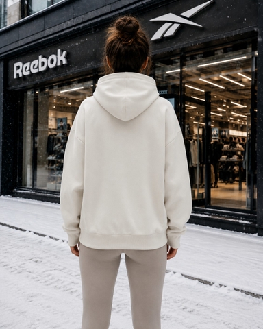 Áo Khoác Reebok Chính Hãng - Reebok Studio Recycled Oversize Hoodi - Màu Trắng| JapanSport HM5089