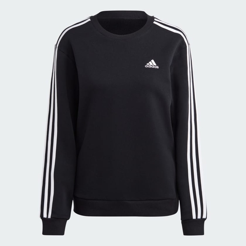 Áo Adidas Nữ Chính hãng - Essentials 3-Stripes Fleece Sweatshirt - Đen | JapanSport HZ5744