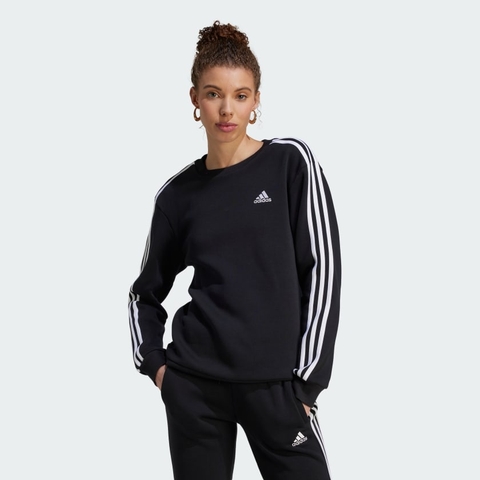 Áo Adidas Nữ Chính hãng - Essentials 3-Stripes Fleece Sweatshirt - Đen | JapanSport HZ5744