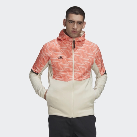 Áo HOODIE Adidas Nam Chính Hãng - Designed for Gameday Full-Zip Hoodie - Đỏ/Trắng | JapanSport HL3851