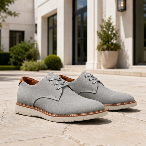 Giày Florsheim Nam Chính Hãng - Canvas Plain Toe Oxford - Màu Xám | JapanSport 14419-020
