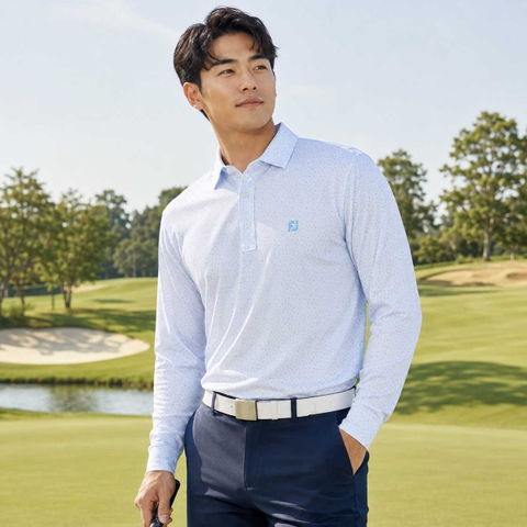 Áo polo FootJoy chính hãng - Bird Print Long Sleeve Shirt - Màu Trắng | JapanSport 38533 FJ-F25-S11