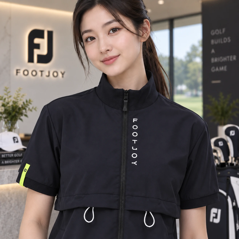 Áo khoác golf nữ FootJoy Chính Hãng - TWINSOF Waterproof Short Sleeve Full Zip - Màu đen | Japansport FJW-S24-001