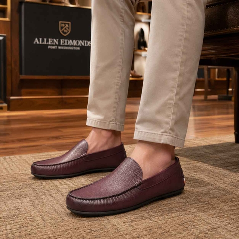 Giày Allen Edmonds Nam Chính Hãng - Santiago – Driving Loafer Da Cao Cấp - Màu nâu đỏ | JapanSport 8389