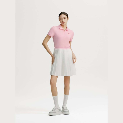 Set váy Sergio Tacchinui chính hãng | Jersey Mix Pleats Collared Dress- Light Pink | Japansport TWOP10741GP001-PKL