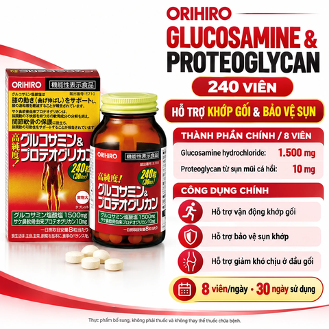 Viên Uống Bổ khớp Glucosamine Proteoglycan Orihiro Nhật Bản 240 Viên