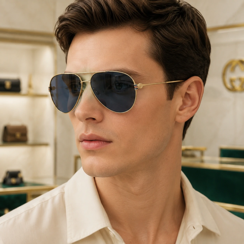 Kính Gucci Nam Nữ Chính hãng - GG1280S 003 – Gold/Blue - 62mm | JapanSport
