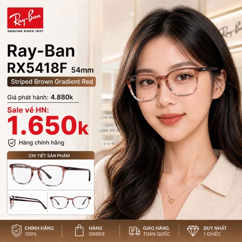 Kính Ray-Ban Nam Nữ Chính hãng - RX5418F 8251 54mm – Striped Brown Gradient Red / Demo Lens | JapanSport