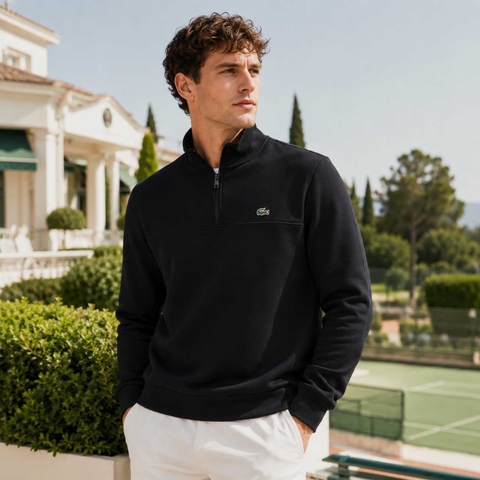 Áo hoodie Lacoste Chính hãng - Classic Fit Half-Zip Black Sweatshirt - Màu Blue | JapanSport SH5130-51-031