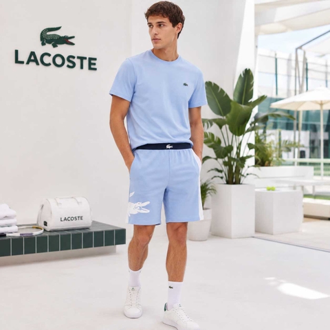 Quần short Lacoste Chính Hãng - Regular Fit Straight Cut Fleece Loungewear Shorts - Màu Xanh | JapanSport GH0722-51-30Y