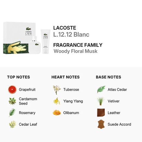 Set quà tặng Nước Hoa Nam Lacoste Chính hãng - L.12.12 Blanc Gift Set | JapanSport