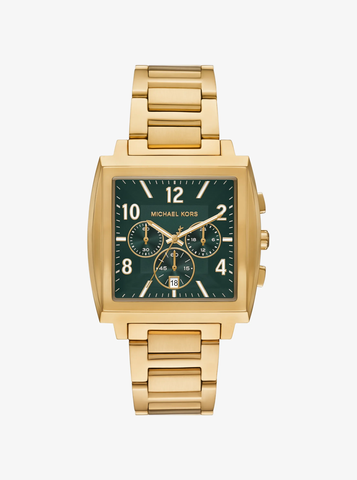 Đồng hồ Michael Kors Nam Chính hãng - Rhys Chronograph - Màu vàng mặt xanh | JapanSport MK9229