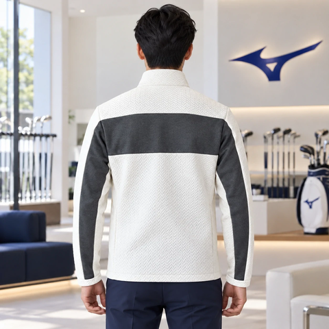 Áo Dài Tay Nam Mizuno Chính Hãng - Breath Thermo Ripple Quilt Hybrid - màu trắng | JapanSport B2MC151002