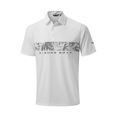 Áo Polo Mizuno Chính Hãng - Smooth Front Print Switching Collar Short Sleeve - Màu trắng | JapanSport E2GAB008-01